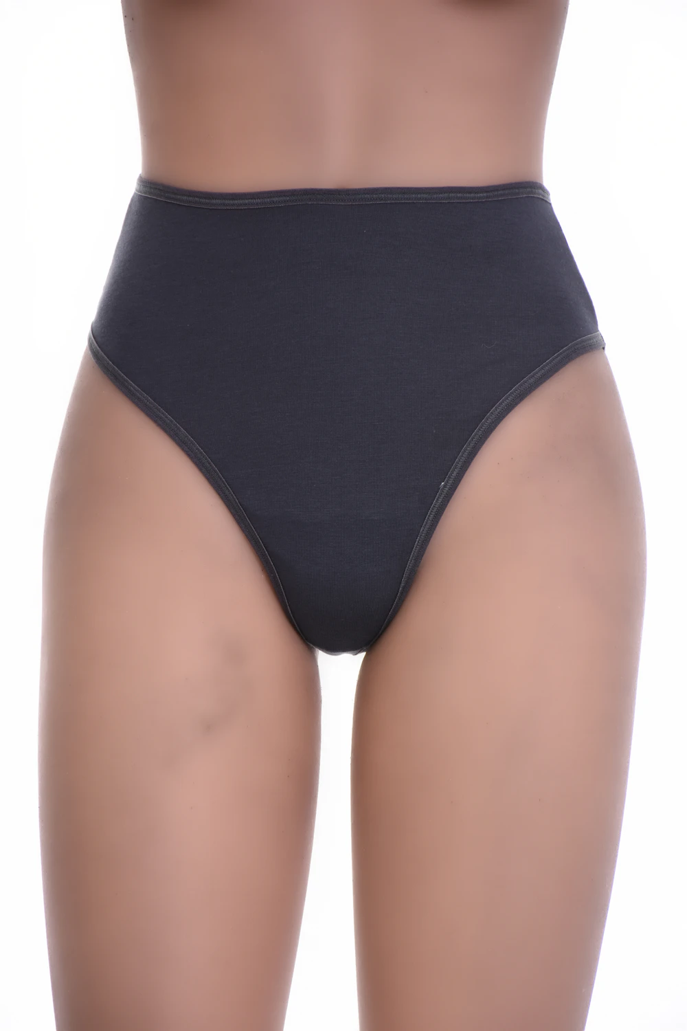 High-waisted cotton thong in a breathable soft knit with light tummy coverage, a comfortable daily basic.