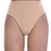 High-waisted cotton thong in a breathable soft knit with light tummy coverage, an easy daily staple.