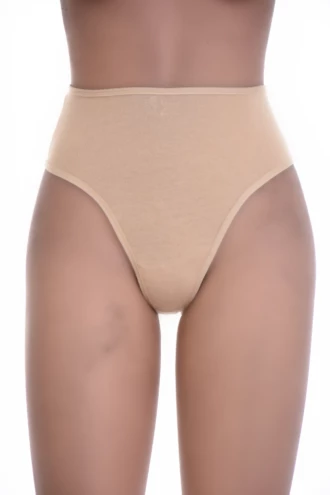 High-waisted cotton thong in a breathable soft knit with light tummy coverage, an easy daily staple.