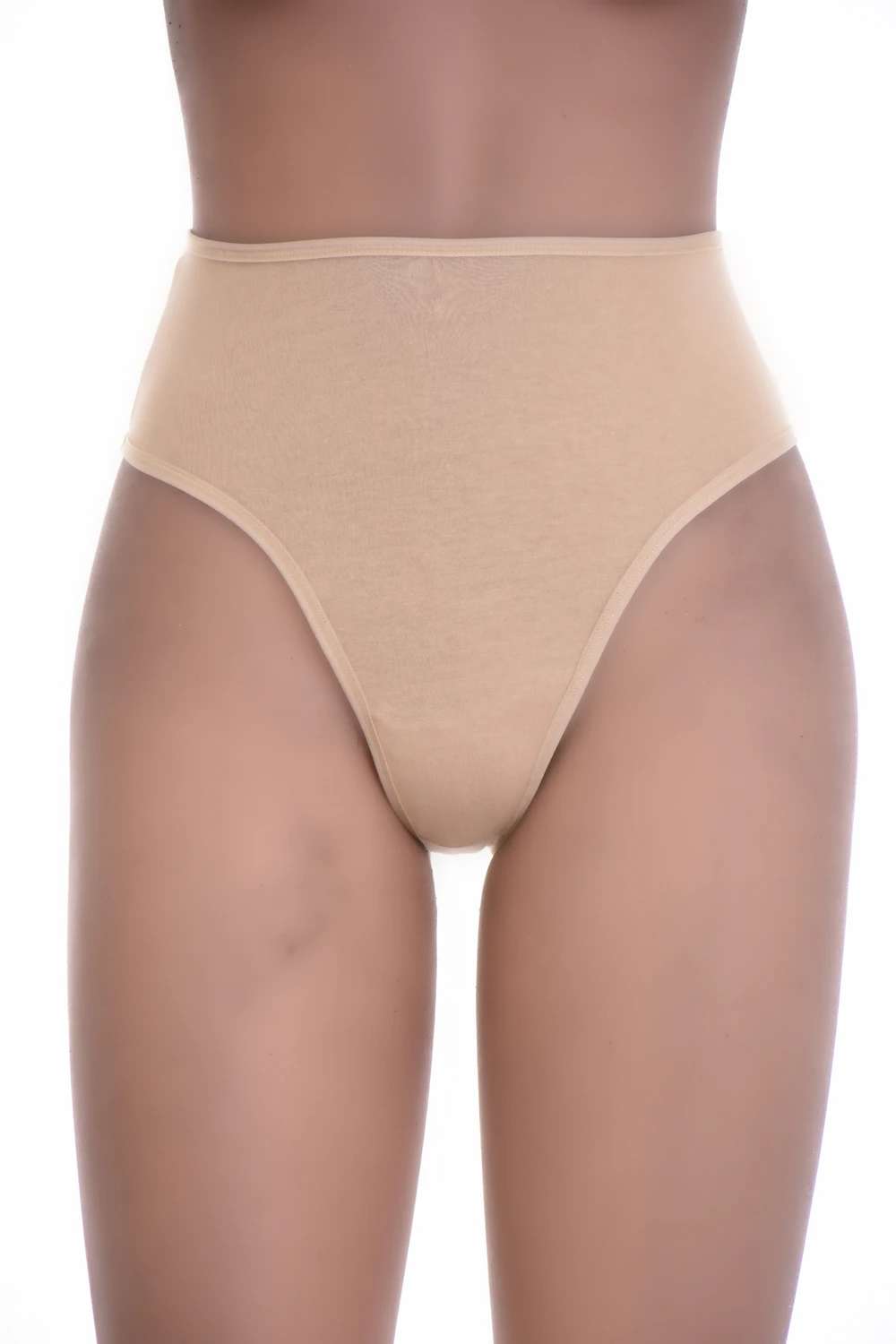 High-waisted cotton thong in a breathable soft knit with light tummy coverage, an easy daily staple.