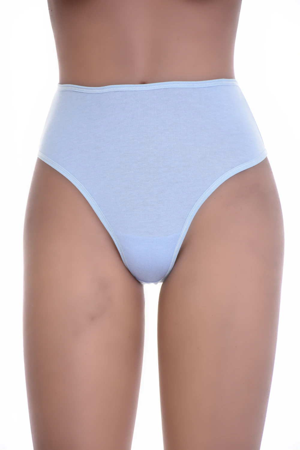 High-waisted cotton thong in a breathable soft knit with a settled rise, a comfortable everyday staple.