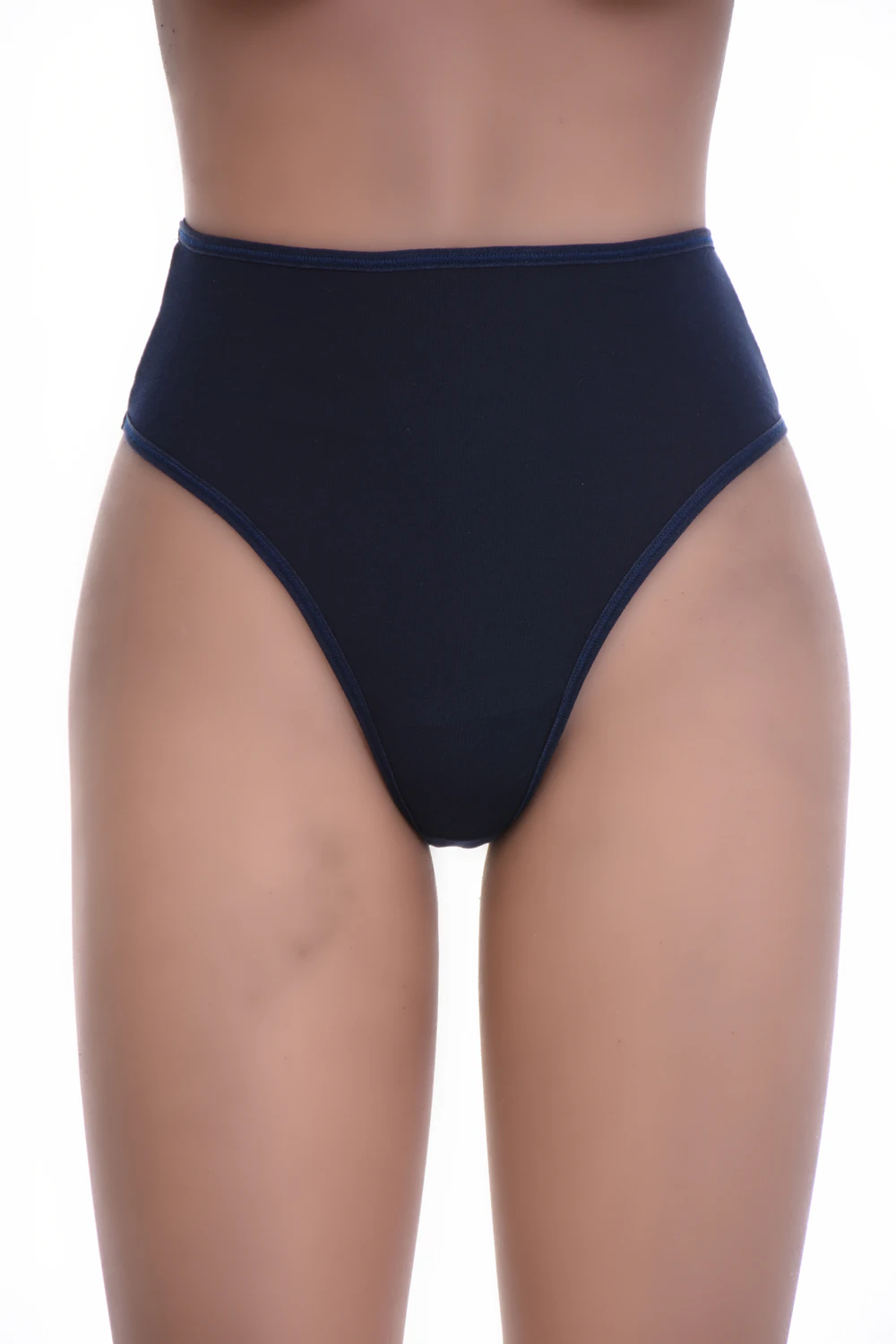 Soft cotton-blend high-waisted thong with a higher rise and no trim, an easy comfortable everyday pick.