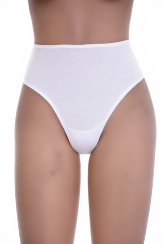 High-waisted cotton thong in a breathable soft knit with a higher rise, a comfortable everyday staple.