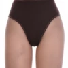 Soft cotton-blend high-waisted thong with light tummy coverage and no trim, breathable for daily wear.