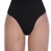 Soft cotton-blend high-waisted thong with light tummy coverage and no trim, an easy everyday pick.