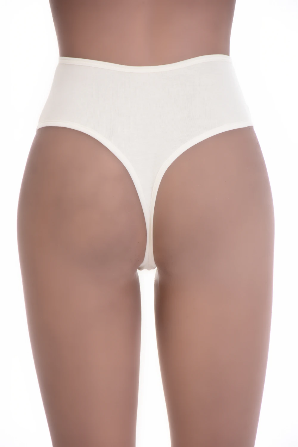 High-waisted cotton thong with a smooth solid face and thong back, light tummy coverage and a breathable feel.