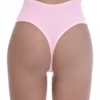 High-waisted cotton thong with a smooth solid face and thong back, light tummy coverage for daily wear.