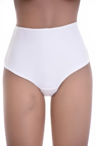 High-waisted microfiber Brazilian panties with a floral lace front panel and a smooth, no-show finish.