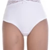 High-waisted microfiber Brazilian panties with a fine lace trim and a smooth, no-show finish.