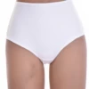 High-waisted microfiber Brazilian panties with a sheer mesh front panel and a smooth, no-show finish.