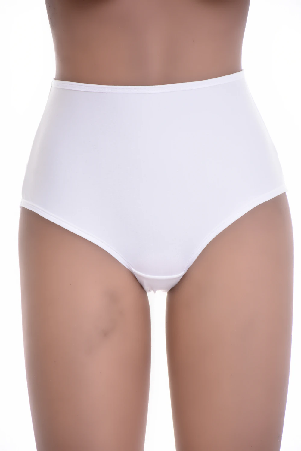 High-waisted microfiber Brazilian panties with a sheer mesh front panel and a smooth, no-show finish.