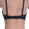 Soft unpadded lace bra with a small center bow and a microfiber band that keeps the base smooth and steady.