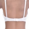 Lace bra with rounded shaped cups giving full coverage, with adjustable straps and a back hook-and-eye closure.