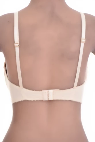 Everyday lace bra with shaped cups, floral lace detail and a steady microfiber band across a wide size range.