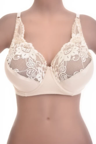 Lace soft-cup bra with a center bow and microfiber lower cup, unpadded for a natural everyday shape.