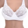 Lace soft-cup bra with floral lace across the upper cups, a microfiber lower cup and a scalloped neckline.