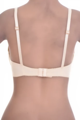 Lace soft-cup bra with a smooth microfiber base and a small center bow, a delicate unpadded everyday style.