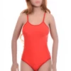 Lightweight microfiber bodysuit with spaghetti straps and brazilian back, worn on its own with jeans.