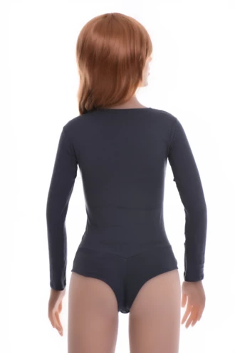 Long-sleeve cotton-blend bodysuit with brazilian coverage, breathable and close for a smooth line.