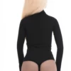 Long-sleeve cotton-blend bodysuit with thong cut for a smooth line under fitted clothing.