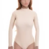 Long-sleeve microfiber bodysuit by Tiara Galiano with a clean covered line, smooth under knits and shirts.
