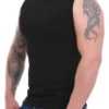 Cotton-blend men's sleeveless top, a breathable base layer with a clean round neckline.