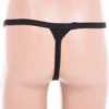 Black cotton-blend men's thong with a supportive front pouch and breathable, soft feel.
