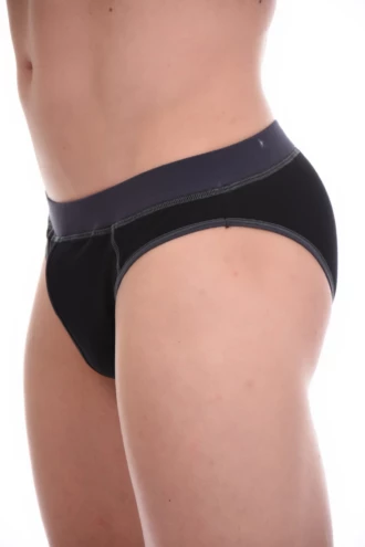 Soft cotton men's briefs cut with minimal coverage and no bunching beneath clothing.