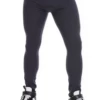 Men's anthracite cotton base-layer leggings, full-length front view in soft stretchy layering fabric