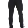 Men's black cotton base-layer leggings, full-length back view with a snug warm layering fit