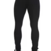 Men's black cotton base-layer leggings, full-length back view with a snug warm layering fit