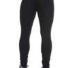 Men's black cotton base-layer leggings, full-length back view with a snug warm layering fit