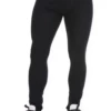 Men's black cotton base-layer leggings, full-length front view in soft breathable layering fabric