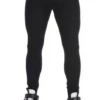 Men's black cotton base-layer leggings, full-length front view in soft breathable layering fabric