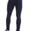 Men's navy blue cotton base-layer leggings, full-length back view in a warm comfortable layering fit