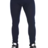 Men's navy blue cotton base-layer leggings, full-length front view in soft stretchy layering fabric