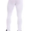 Men's white cotton base-layer leggings, full-length back view with a warm comfortable layering fit