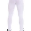 Men's white cotton base-layer leggings, full-length back view with a warm comfortable layering fit