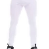 Men's white cotton base-layer leggings, full-length front view in soft stretchy thermal layering fabric