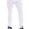 Men's white cotton base-layer leggings, full-length front view in soft stretchy thermal layering fabric