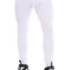 Men's white cotton base-layer leggings, full-length front view in soft stretchy thermal layering fabric