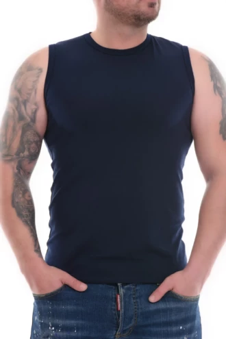Breathable cotton men's sleeveless base layer worn under a shirt or comfortably on its own.
