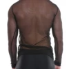 Black mesh men's long-sleeve top in an open-knit fabric that keeps air moving against the skin.