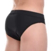 Black microfiber men's briefs with a close supportive fit that stays smooth under slim cuts.