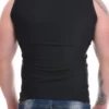 Black microfiber men's sleeveless top, a smooth close base layer that sits flat against the skin.