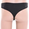 Black microfiber men's thong with a supportive front pouch and narrow strap for a clean line.