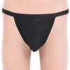 Streamlined microfiber men's thong with a smooth pouch and flat waistband for under slim pants.
