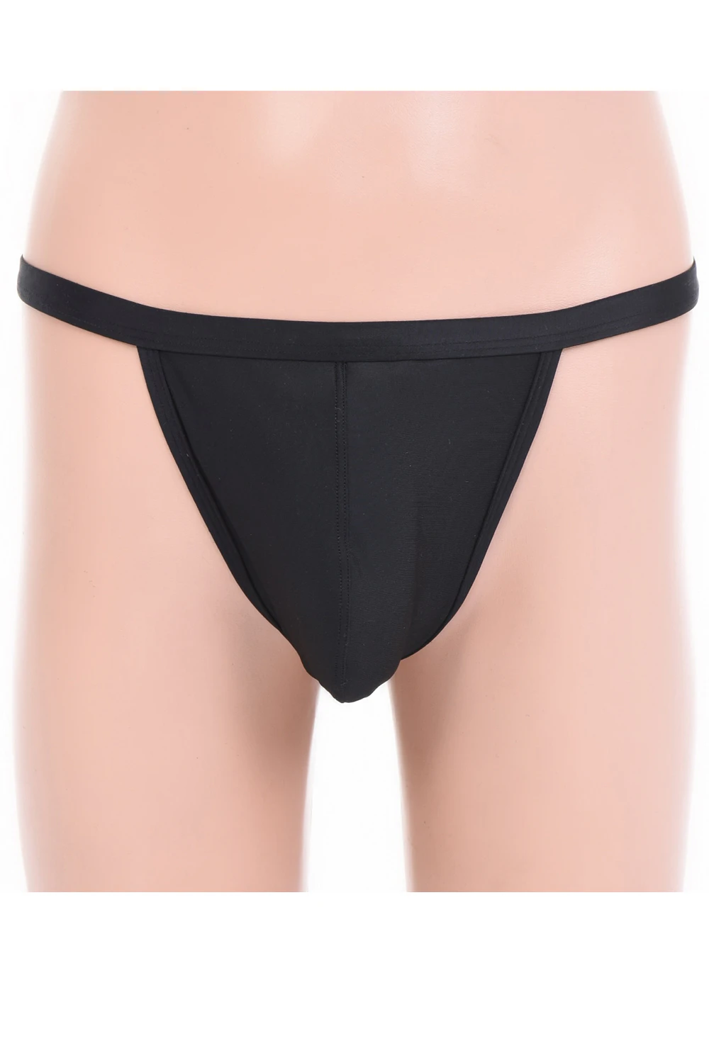 Streamlined microfiber men's thong with a smooth pouch and flat waistband for under slim pants.