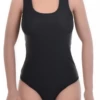 Microfiber bodysuit with scoop neck, wide straps and brazilian cut, smooth under wide necklines.