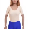 Microfiber bodysuit with scoop neck, short sleeves and thong cut for a smooth line under clothing.